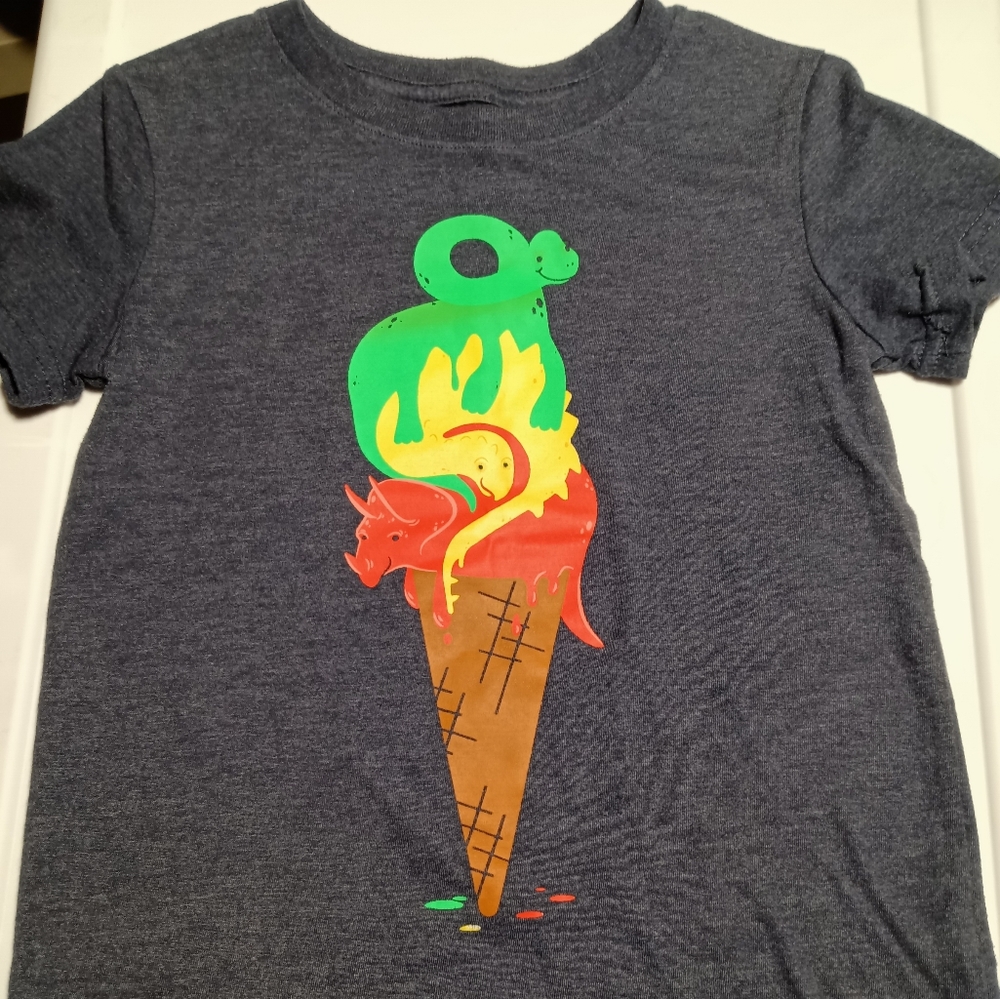 4T Cat & Jack Charcoal Tee. "Dino Ice Cream"